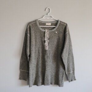 Stanfield's Mens Sz M Grey Wool Long Sleeve Henley Crew Layering Sweater